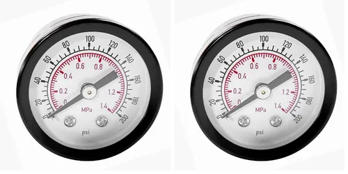 Vista 11 de Beduan Medidor de presión de aire para compresor de aire 2 "Dial central de montaje trasero, 1/4" NPT, 0-100 Psi