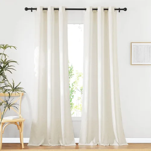 Vista 61 de NICETOWN Cortinas semitraslúcidas para ventana de cocina con ojales, 29 pulgadas de ancho x 24 pulgadas de largo, color blanco, cortinas