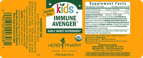 Vista 12 de Herb Pharm Kids Fórmula Herbal Vengador Inmune Certificado-Orgánico Sin Alcohol, 1 Onza