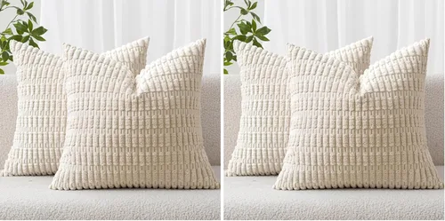 Vista 68 de MIULEE - Juego de 2 fundas decorativas para cojines, de pana suave y con moderno estilo campestre bohemio a rayas, decoración de primavera