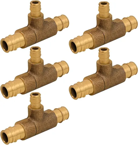 Midline Valve S1228-5 PEX A Monoflow Tee Pipe Fitting para aplicaciones de calefacción hidrónica; 3/4 pulgadas x 3/4 pulgadas x 1/2 pulgadas