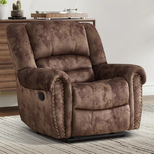 Vista 11 de INZOY Silla reclinable de cuero, sofá reclinable manual resistente, sofá individual de salón para sala de estar, asiento de cine en casa