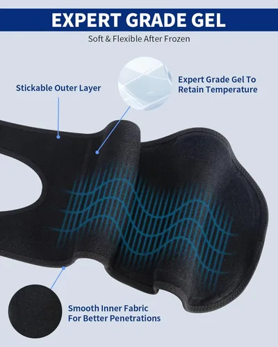 Vista 2 de Bolsa de hielo de gel con correas para rodilla, codo, muñeca, cuello, tobillo y espalda, bolsas de hielo reutilizables para lesiones, inflamación
