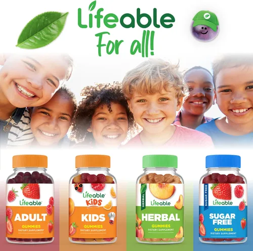 Vista 7 de Lifeable Complejo de vitamina B sin azúcar para niños Complejo B con vitamina C Vitaminas del complejo VIT B de gran sabor Apoyo energético