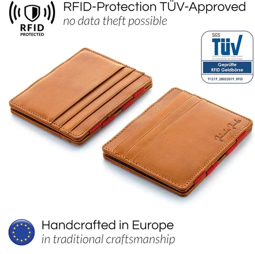 Vista 2 de Jaimie Jacobs - Flap Boy Slim - Cartera mágica de solapa para hombre con bolsillo frontal RFID, cartera delgada de piel genuina