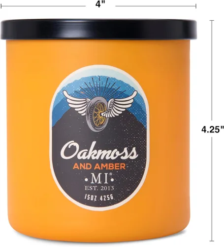 Vista 4 de Manly Indulgence Oakmoss & Amber - Velas perfumadas para hombres, 2 mechas, cera de mezcla de soja de alta calidad de 15 onzas, quema 60 horas