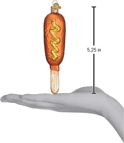 Vista 5 de Old World Christmas Corn Dog Ballpark Foods Adornos de vidrio soplado para árbol de Navidad, 5