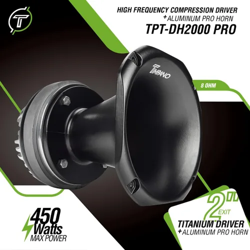 Vista 2 de Timpano TPT-DH2000 PRO Bocina de Compresión de Salida de 2" 450 Vatios Potencia Máxima 8 Ohmios Audio Profesional Bocina de Aluminio + Driver