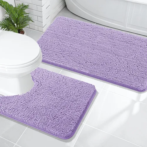 Vista 46 de OLANLY Juego de 2 alfombras de baño de felpilla suave y absorbente, antideslizantes, de secado rápido, lavables a máquina, accesorios de decoración