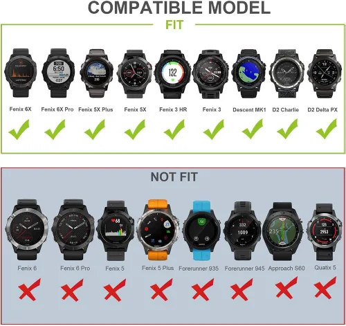Vista 6 de SABAKE - Correa de reloj para Garmin Fenix 6X/6X Pro, correas de ajuste rápido de 1.024 in, compatible con Fenix 6X/6X Pro Fenix 5X/5X Plus Fenix