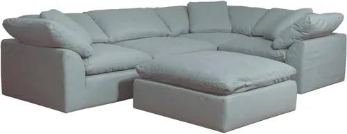 Sunset Trading Contemporary Puff Collection Funda solo para sofá modular en forma de L de 5 piezas con otomano | Funda ajustable para sofá modular |