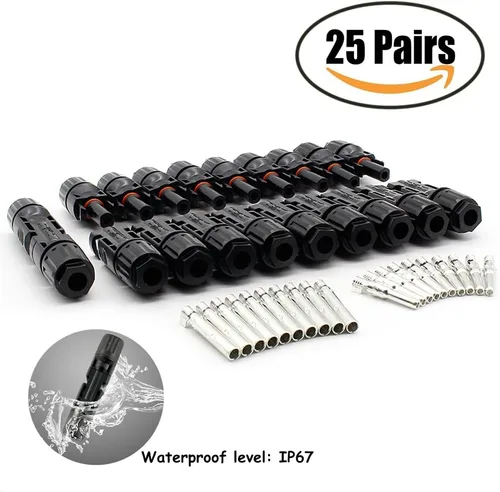Vista 7 de 25 pares/50 conectores solares, conector impermeable IP67 macho y hembra (25 pares de conectores solares)
