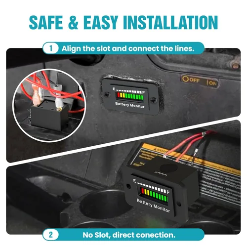 Vista 3 de Monitor Medidor de Batería 12V 24V 36V 48V 60V 72V, Indicador de Voltaje de Capacidad de Batería LED Impermeable Medidor Indicador de Batería