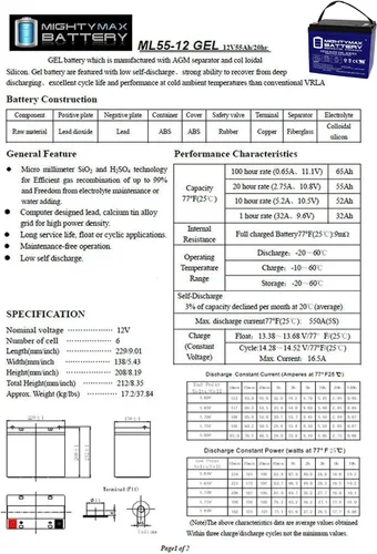 Vista 7 de Mighty Max Battery Batería de gel de 12V 55AH para silla eléctrica Quantum QG Edge 2.0 - Paquete de 2