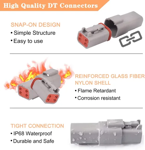 Vista 2 de 12 Kits DT Kit Conector 2 Pin Conectores con Tamaño 16 Contactos Estampados IP68 Impermeable Automotriz Conectores Eléctricos Enchufe