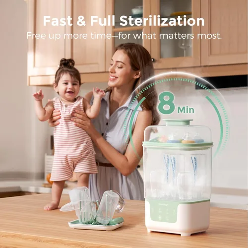 Vista 2 de Momcozy Esterilizador y secadora de biberones, diseño modular de ahorro de espacio de anidación, capacidad de 6 botellas, esterilizador compacto 4