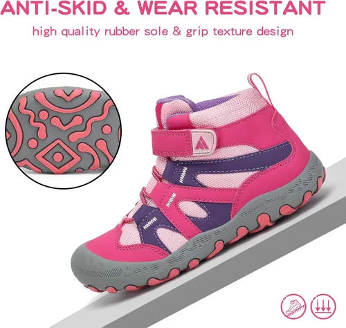 Vista 6 de Mishansha - Botas de senderismo impermeables, anticolisión y antideslizante, para niños y niñas, para uso exterior