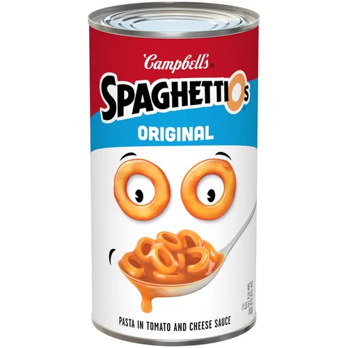 Vista 47 de SpaghettiOs Pasta enlatada con albóndigas A to Z's, lata de 15.6 onzas