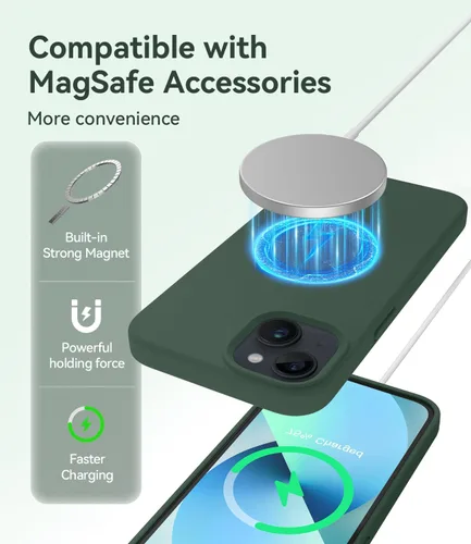 Vista 4 de AOTESIER Funda magnética para iPhone 13 Mini, compatible con MagSafe, protección militar a prueba de golpes, funda de silicona con forro