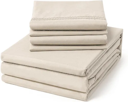 Vista 9 de ClevaHome - Juego de sábanas tamaño individual de 4 piezas, juego de sábanas de lujo suaves y transpirables, resistentes al encogimiento y a