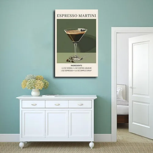 Vista 4 de Cocktail Poster ESPRESSO MARTINI Retro Bar Cart Decor And Accessories Funky Drink Canvas Wall Art for Modern Bedroom Living Room Dorm Kitchen Office