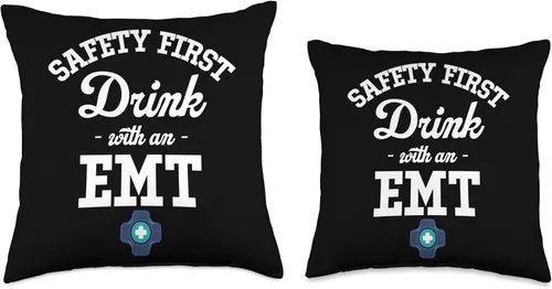 Vista 3 de Funny EMT First Aid Ambulatory Service CPR Safety Drink with an EMT First Aid Ambulatory CPR Throw Pillow, 16x16, Multicolor