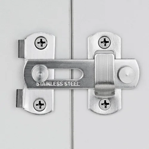 INIRET Paquete de 2 pestillos para puerta de granero, 2.75 x 2.02 pulgadas, níquel cepillado, acero inoxidable, cerraduras de puerta abatibles,