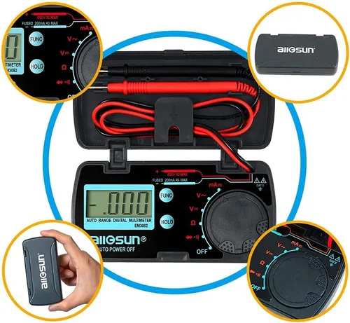 Vista 6 de allsun Mini rango automático plegable multímetro digital probador automotriz AC DC Volt AMP Ohm LCD Voltímetro de viaje Amperímetro probador