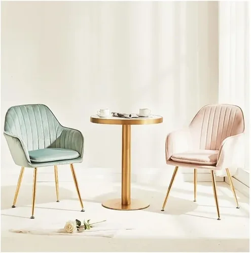 Vista 5 de Sillas de comedor, silla de comedor de terciopelo nórdico - sala de estar moderna y diseño de espalda de maquillaje, Sillas para comedor (verde)