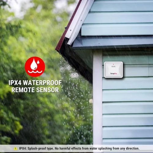Vista 5 de ThermoPro Termómetro inalámbrico para interiores y exteriores de 500 pies, termómetro de invernadero exterior con sensor de temperatura, termómetros