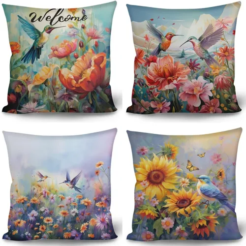 Vista 14 de GLUDEAR Juego de 4 fundas de almohada decorativas de 18 x 18 pulgadas, fundas modernas para dormitorio, sofá, sala de estar, decoración del hogar