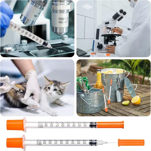Vista 5 de Paquete de 40 jeringas desechables U-100 de 0.0 fl oz/cc, 30G 5/16 pulgadas (0.315 in), envueltas individualmente para precisión, higiene y uso