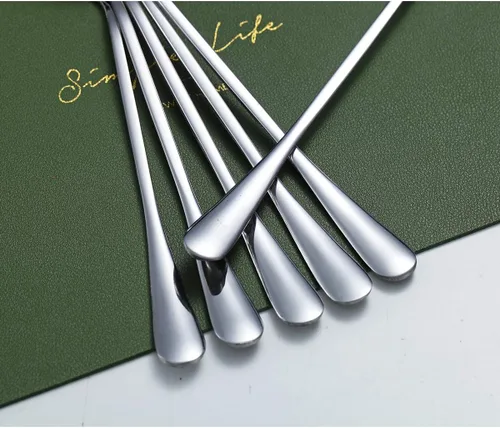 Vista 7 de Kyraton Cucharas de té helado de acero inoxidable con mango largo de 7.5 pulgadas, para mezclar, café, revolver, cóctel y café con leche, paquete