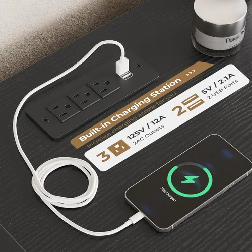 Vista 5 de Hasuit Cómoda negra moderna para dormitorio con 9 cajones, cómoda de 61.4 pulgadas de ancho con almacenamiento de gran capacidad, soporte de TV