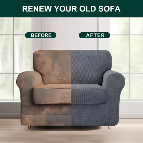 Vista 118 de CHUN YI Fundas para sofá de 7 piezas, lavables, fundas elásticas para sofá de 3 cojines con respaldo y fundas de cojín separados, protector