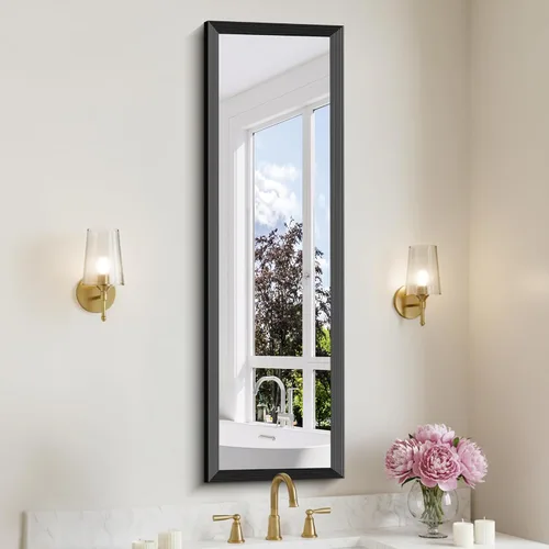 Vista 49 de DESBING Espejo de Baño de 30" x 36", Espejo de Pared Negro Mate con Marco de Metal, Espejo Rectangular Decorativo de Tocador para Dormitorio Baño