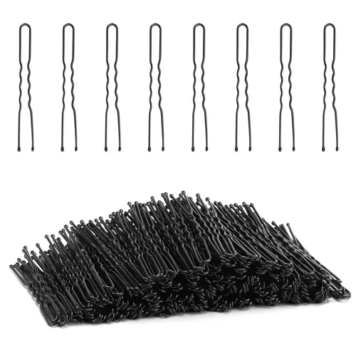 Vista 16 de Tbestmax 300 alfileres de pelo en forma de U, para ballet, red de pelo para mujer, 2.8 in, color negro
