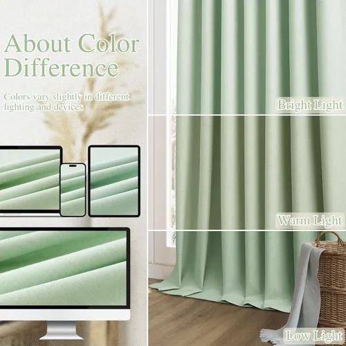 Vista 6 de Guken 100% Blackout Curtains 72 Inch Length 2 Panels Set for Living Room Bedroom Back Tab Thermal Insulated Black Out Linen Drapes Room Darkening