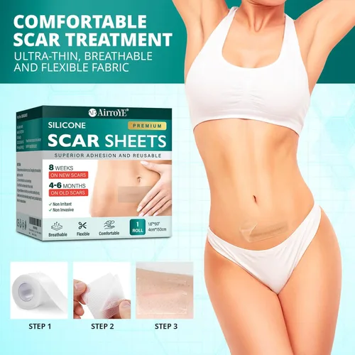 Vista 7 de Hojas de cicatriz de silicona para cicatrices quirúrgicas: cinta de silicona transparente (rollo de 1.6 x 60 pulgadas, rollo de 4.9 ft)