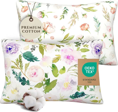 Pobi Baby - Funda de almohada de algodón de 13 x 18 pulgadas, paquete de 2 fundas de almohada premium para niños pequeños, tejido de jersey