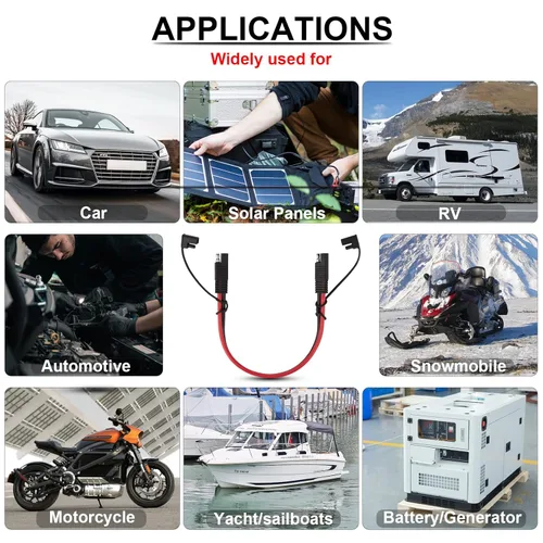 Vista 7 de iGreely Cable de Extensión SAE 10AWG SAE a SAE Arnés de Cables de Desconexión Rápida Conector SAE para Panel Solar Cargador de Batería Motocicleta