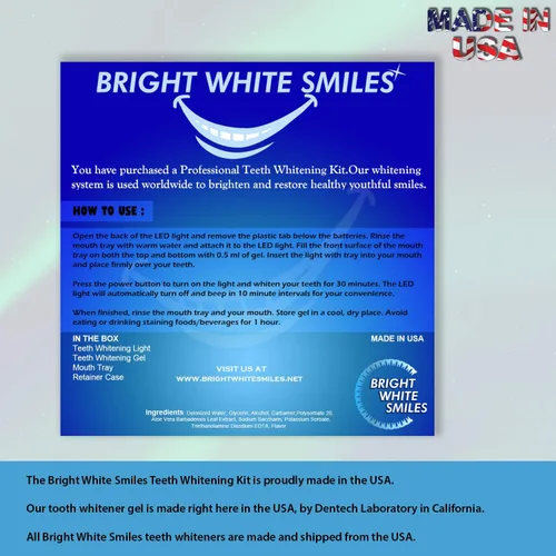 Vista 4 de Bright White Smiles Kit de blanqueamiento dental Blanqueador de dientes activado por luz LED con 2 jeringas de gel de peróxido de carbamida al