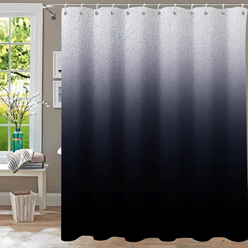 Vista 21 de Cortina de ducha de eucalipto azul para baño, juego de cortinas de ducha de hojas de acuarela, cortina de ducha impermeable para plantas, tela