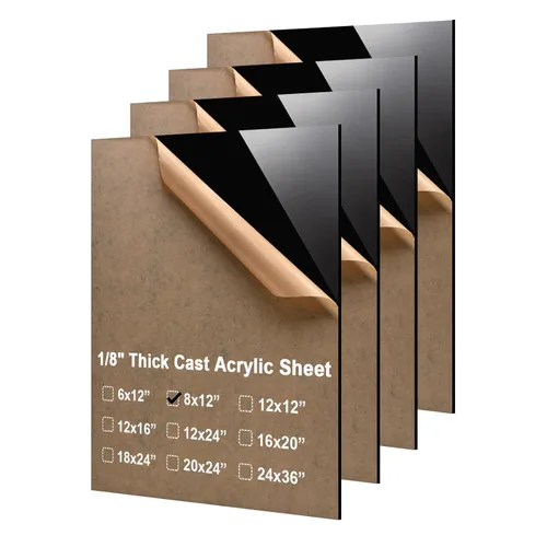 Vista 47 de KINLINK Láminas de plexiglás 6x12 de 1/8 pulgada de espesor - Lámina de acrílico negro fundido de 3mm, lámina de plástico policarbonato
