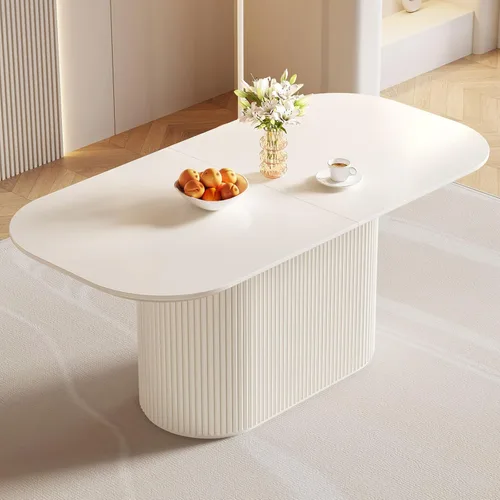 Vista 31 de Mesa de comedor ovalada de 86 pulgadas con 8 sillas, juego de mesa de cocina moderno, mesa de comedor rectangular de lujo, mesa de comedor