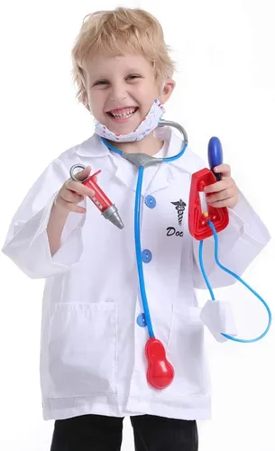 Vista 4 de TopTie Disfraz de Halloween para niños, disfraz de médico cirujano enfermera para niño y niña