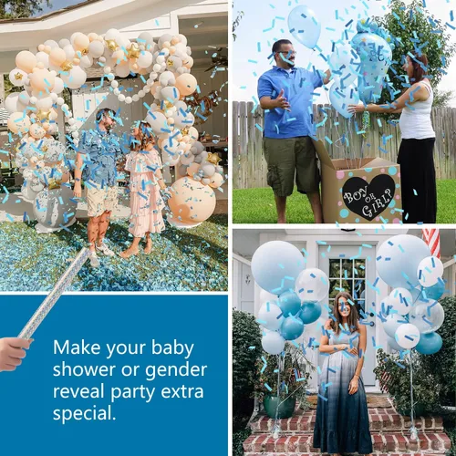 Vista 4 de BATTIFE It's a Boy, palitos de confeti para revelación de género, varitas Azul