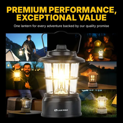 Vista 9 de LUXPRO Linterna LED Retro - Linterna de Emergencia Alimentada por Batería - Resistente al Agua - Brillante Lámpara LED para Uso en Interiores