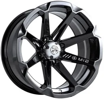 4/156 Motosport Alloys M12 Diesel Wheel 14x7 4.0 + 3.0 Black for Polaris SPORTSMAN 800 X2 4X4 EFI 2007