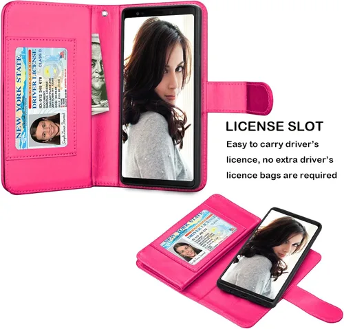 Vista 3 de Njjex Funda tipo cartera para Galaxy Note 9, para Note 9, piel sintética de lujo [9 ranuras para tarjetas] Funda con tapa para tarjeta de crédito
